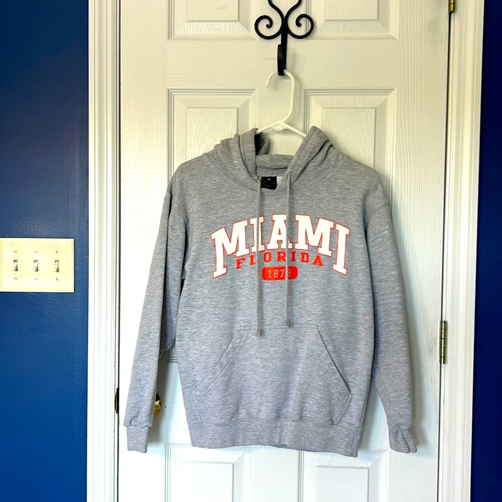 Adult Small Gray Long Sleeved Miami Hoodie